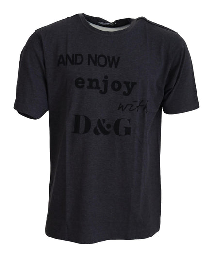 Dolce & Gabbana Gray Crewneck Cotton Short Sleeve  T-shirt Dolce & Gabbana