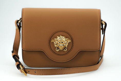 Versace Elegant Calf Leather Shoulder Bag in Brown Versace