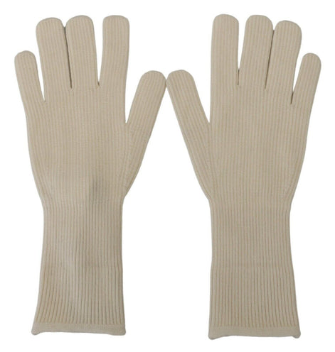 Dolce & Gabbana White Cashmere Knitted Hands Mitten Mens Gloves Dolce & Gabbana