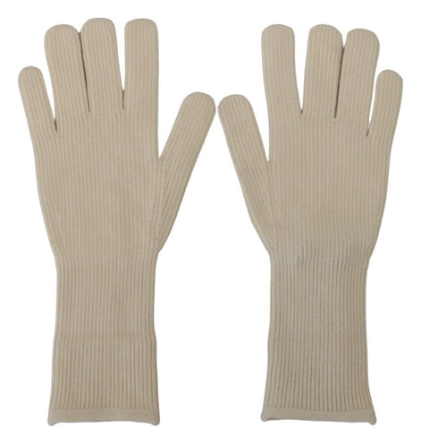 Dolce & Gabbana White Cashmere Knitted Hands Mitten Mens Gloves Dolce & Gabbana