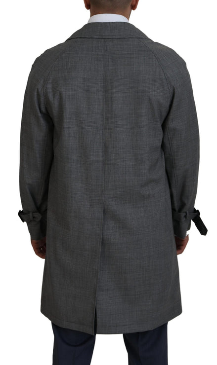 Dolce & Gabbana Gray Wool Plaid Long Trench Coat Jacket Trench Coat Jacket Dolce & Gabbana