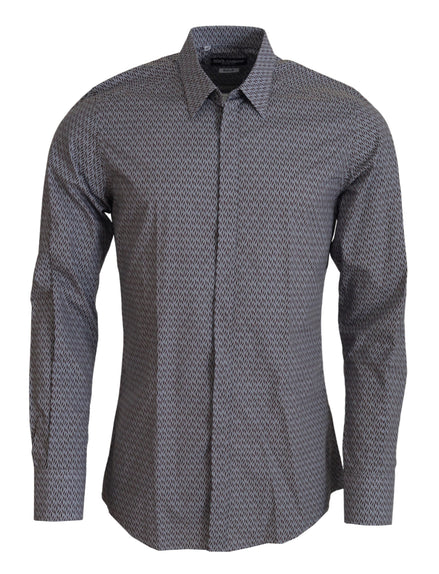 Dolce & Gabbana Gray Brown GOLD Slim Fit Dress Formal Shirt Dolce & Gabbana