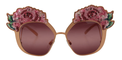 Dolce & Gabbana Pink Gold Rose Sequin Embroidery DG2202 Sunglasses Dolce & Gabbana