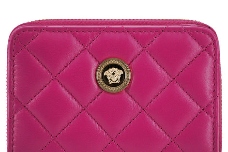 Versace Purple Nappa Leather Bifold Zip Around Wallet Versace