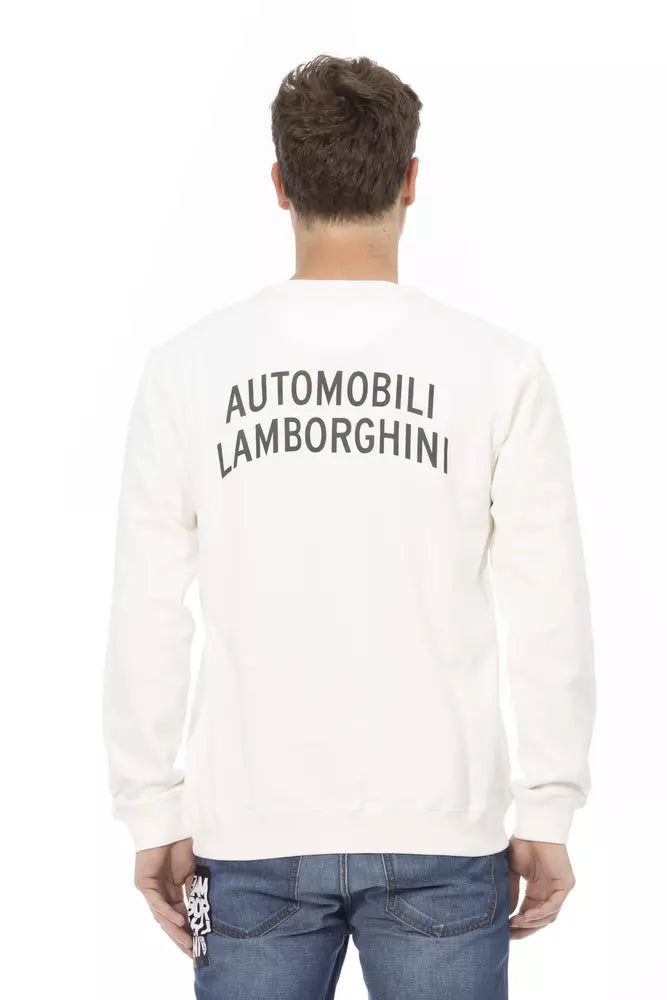 Automobili Lamborghini White Cotton Men's Sweater Automobili Lamborghini