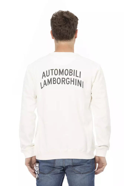 Automobili Lamborghini White Cotton Men's Sweater Automobili Lamborghini