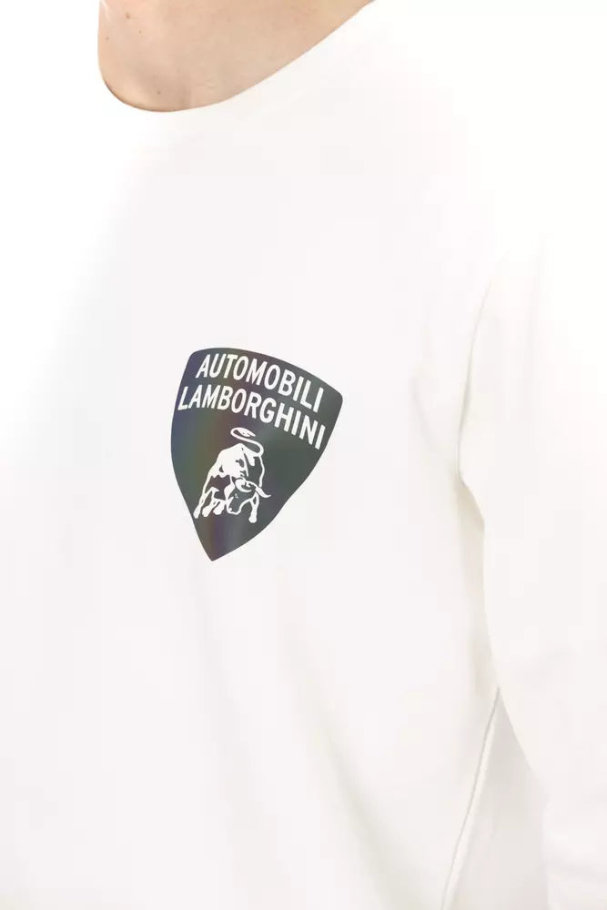 Automobili Lamborghini White Cotton Men's Sweater Automobili Lamborghini