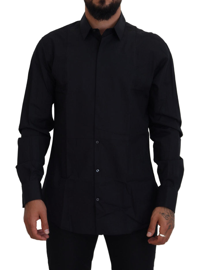 Dolce & Gabbana Black Gold Cotton Slim Fit Dress Mens Shirt Dolce & Gabbana
