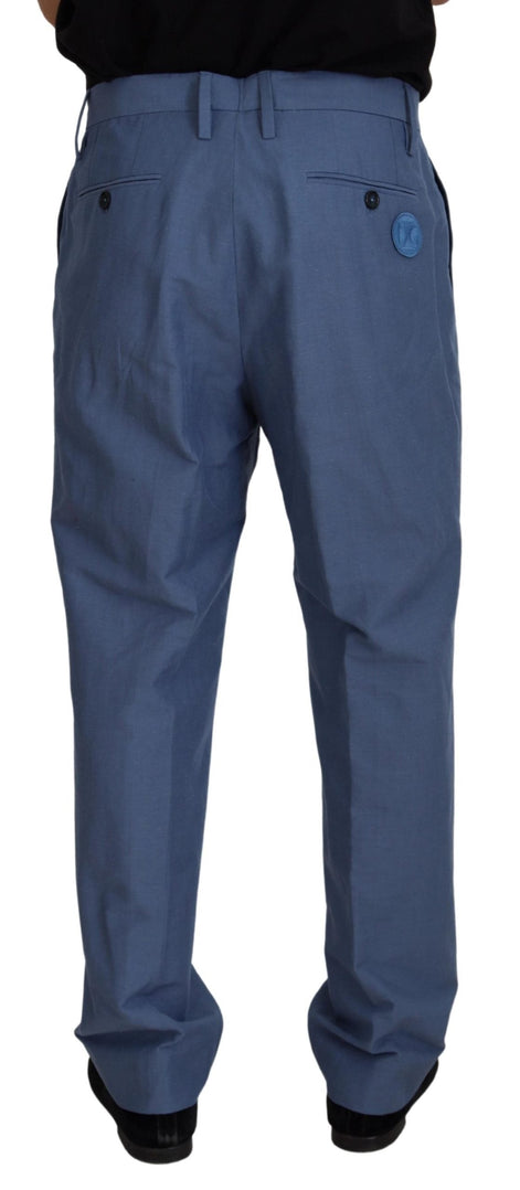 Dolce & Gabbana Blue Linen Chino Men Formal Pants Dolce & Gabbana