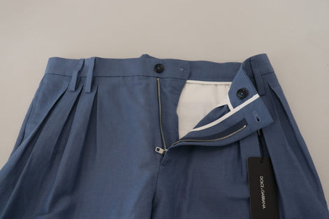 Dolce & Gabbana Blue Linen Chino Men Formal Pants Dolce & Gabbana