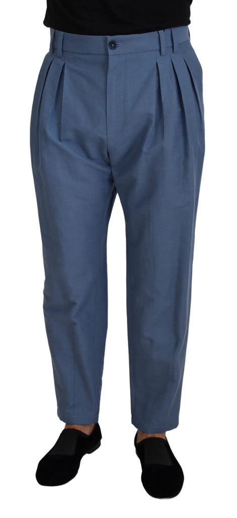 Dolce & Gabbana Blue Linen Chino Formal Pants Dolce & Gabbana