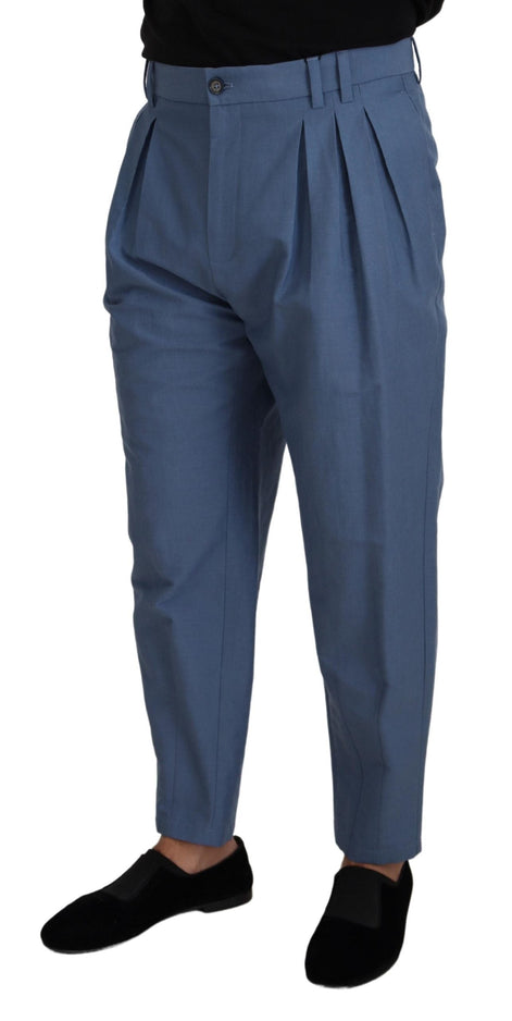 Dolce & Gabbana Blue Linen Chino Formal Pants Dolce & Gabbana