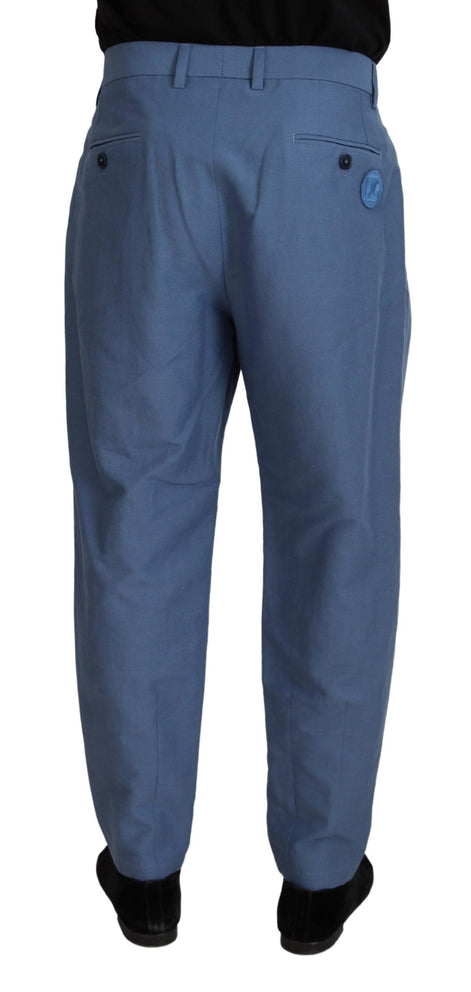 Dolce & Gabbana Blue Linen Chino Formal Pants Dolce & Gabbana