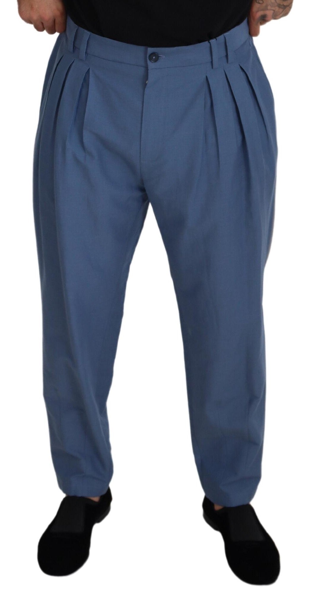 Dolce & Gabbana Blue Linen Chino Formal Pants Dolce & Gabbana