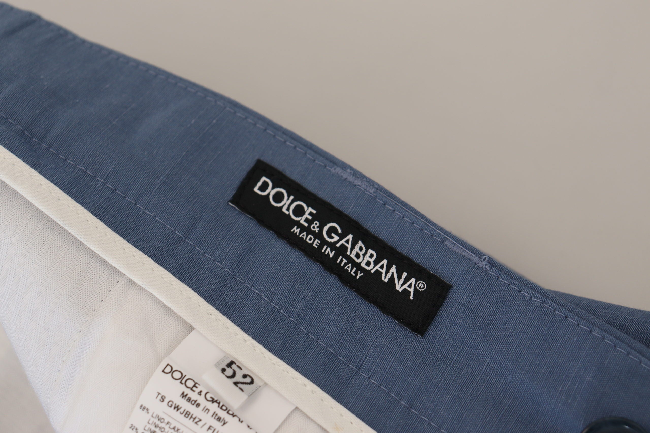 Dolce & Gabbana Blue Linen Chino Formal Pants Dolce & Gabbana