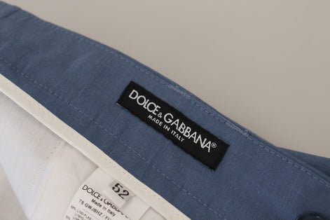 Dolce & Gabbana Blue Linen Chino Formal Pants Dolce & Gabbana