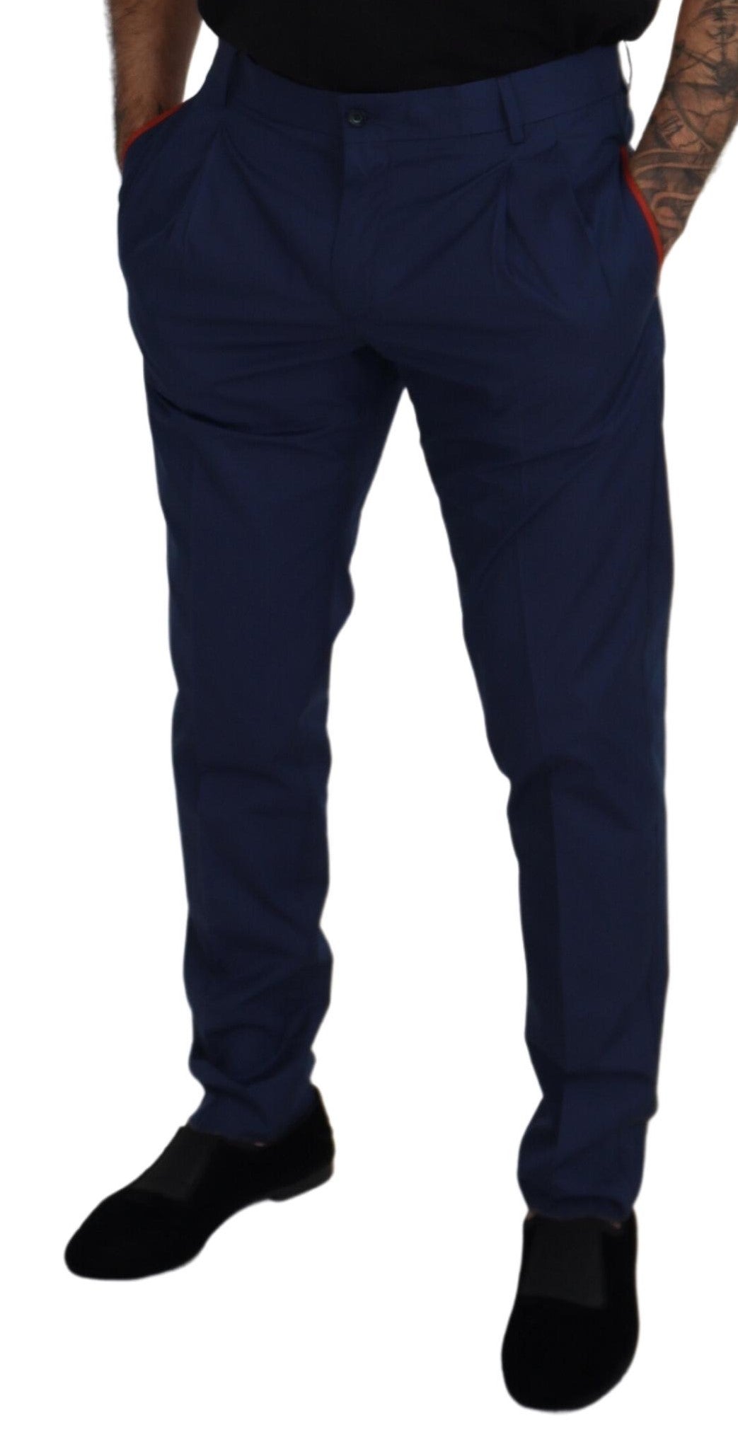 Dolce & Gabbana Blue Cotton Chino Formal Pants Dolce & Gabbana