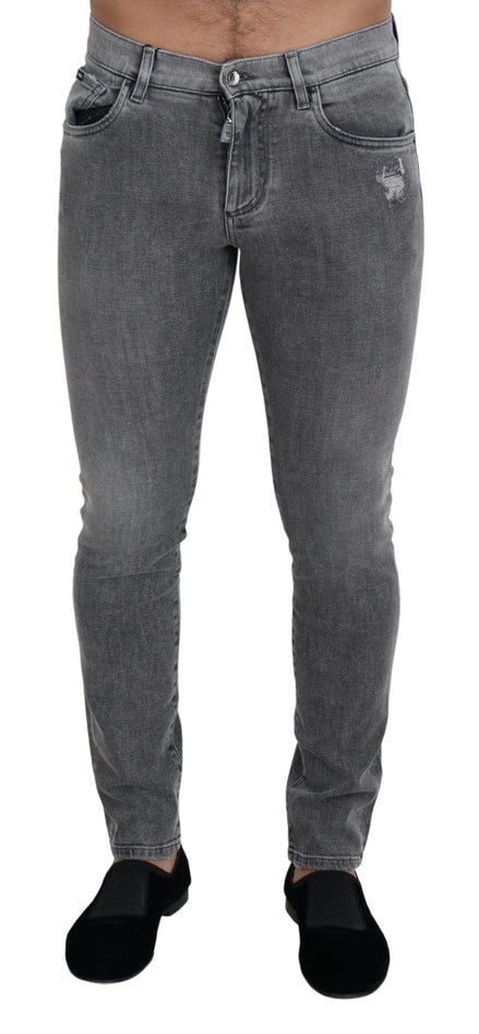 Dolce & Gabbana Grey Washed Cotton Skinny Denim Jeans Dolce & Gabbana