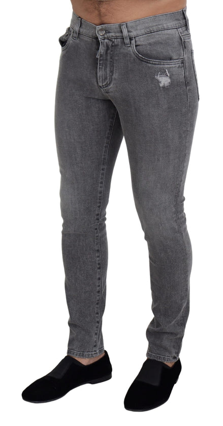 Dolce & Gabbana Grey Washed Cotton Skinny Denim Jeans Dolce & Gabbana