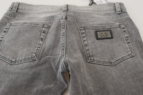 Dolce & Gabbana Grey Washed Cotton Skinny Denim Jeans Dolce & Gabbana