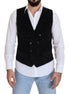 Dolce & Gabbana Black Cotton Double Breasted Waistcoat Vest Dolce & Gabbana