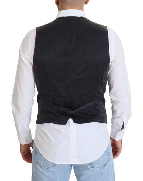 Dolce & Gabbana Black Cotton Double Breasted Waistcoat Vest Dolce & Gabbana