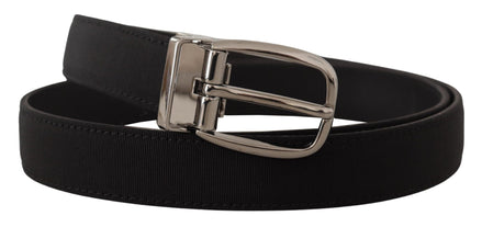 Dolce & Gabbana Black Grosgrain Leather Silver Logo Buckle Belt Dolce & Gabbana