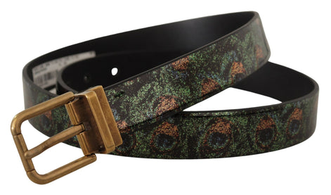 Dolce & Gabbana Multicolor Leather Vernice Pavone Bronze Metal Belt Dolce & Gabbana
