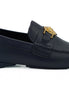 Versace Elegant Navy Blue Calf Leather Loafers Versace