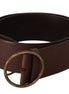 Dolce & Gabbana Brown Leather Wide Waist Logo Metal Round Buckle Belt Dolce & Gabbana
