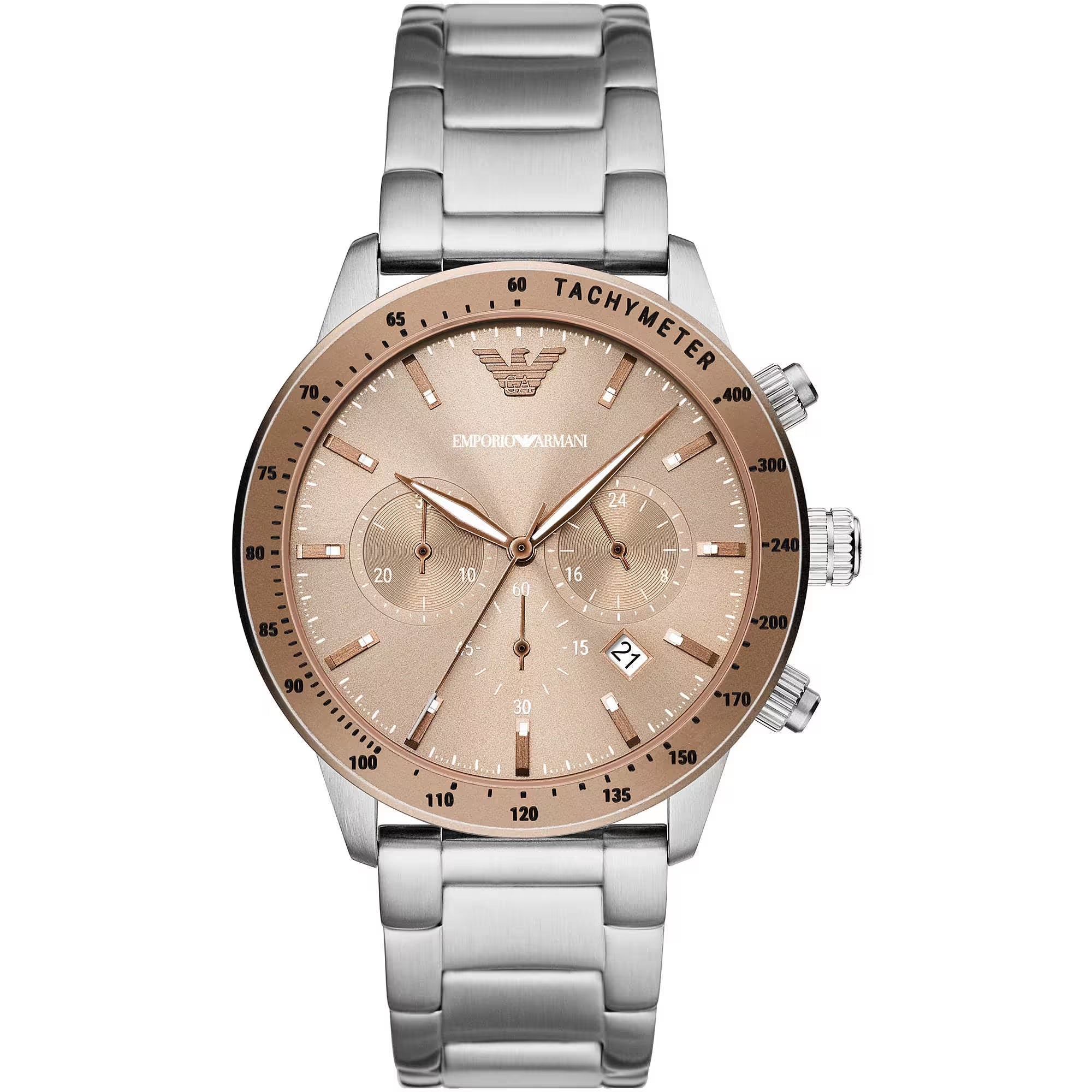 Emporio Armani Bronze and Silver Steel Chronograph Watch Emporio Armani