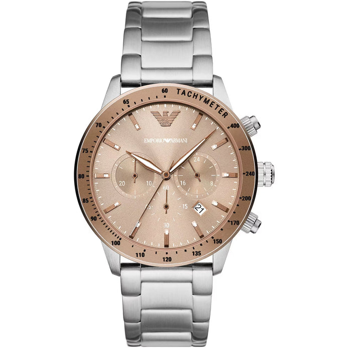 Emporio Armani Bronze and Silver Steel Chronograph Watch Emporio Armani
