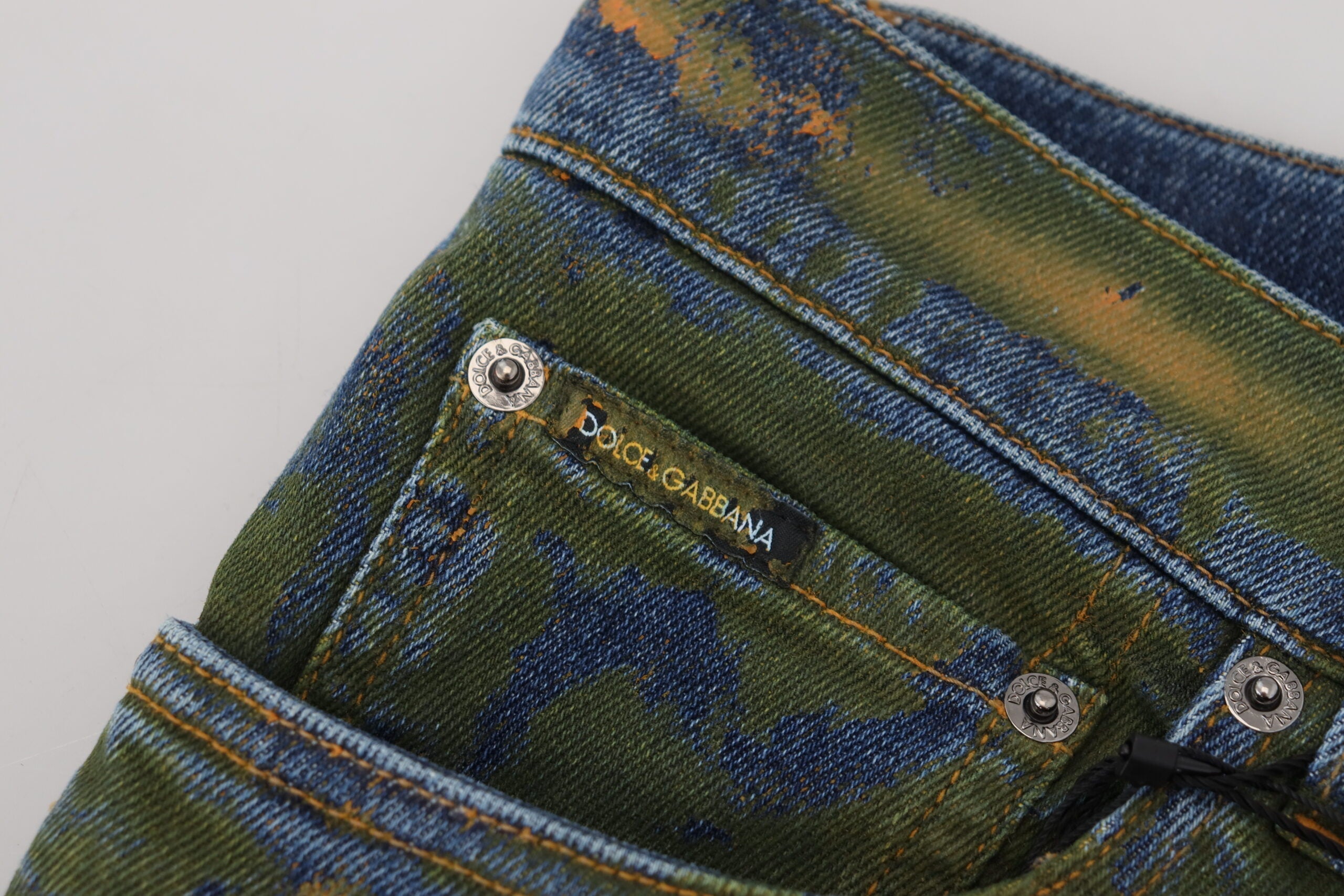 Dolce & Gabbana Blue Green Skinny Cotton Denim Jeans Dolce & Gabbana