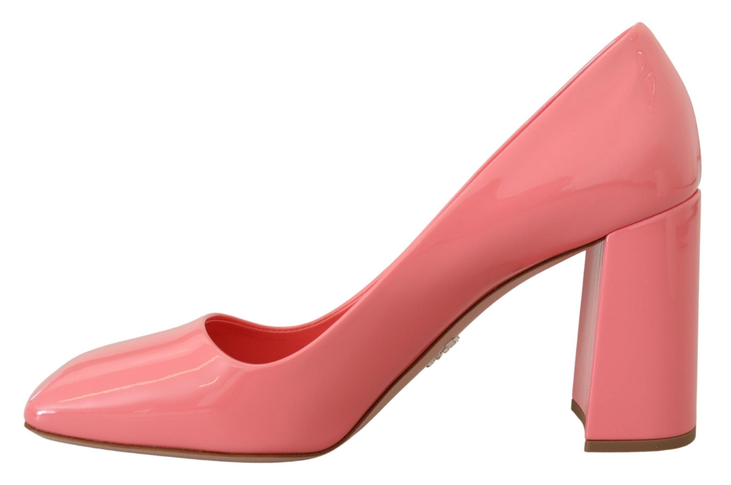 Prada Pink Patent Leather Block Heels Pumps Classic Prada