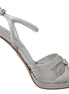 Prada Silver Leather Sandals Ankle Strap Heels Stiletto Prada