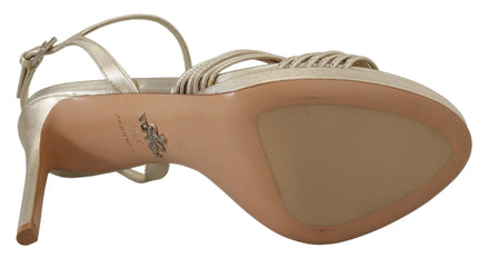 Prada Gold Leather Sandals Ankle Strap Heels Stiletto Sandal Prada