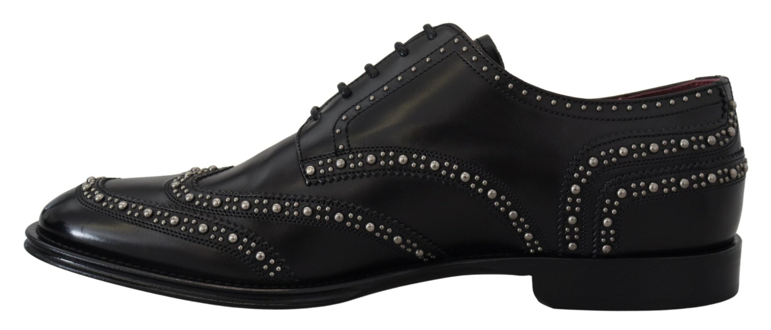 Dolce & Gabbana Black Leather Derby Dress Studded Shoes Dolce & Gabbana