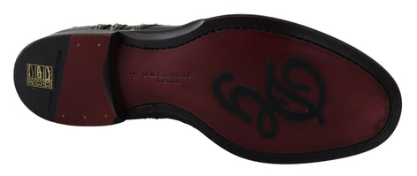 Dolce & Gabbana Black Leather Derby Dress Studded Shoes Dolce & Gabbana