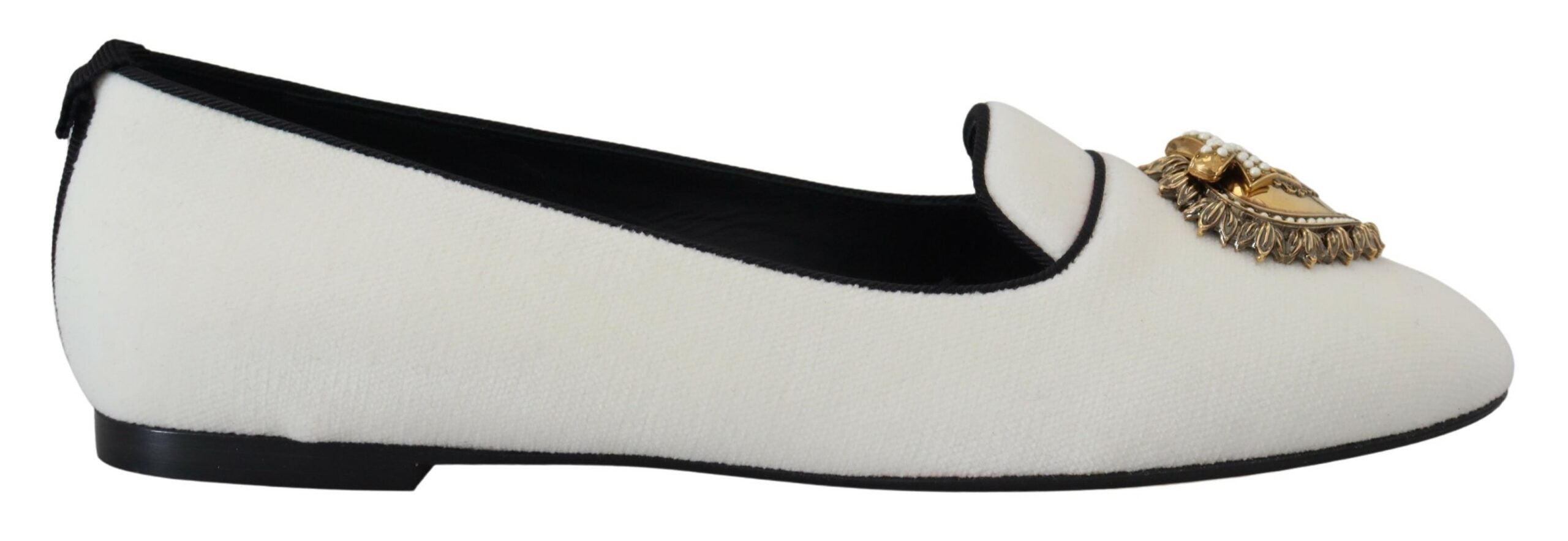 Dolce & Gabbana White Velvet Slip Ons Loafers Flats Shoes Dolce & Gabbana