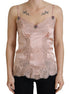 Dolce & Gabbana Pink Satin Lace Roses Tank Top Lingerie Dolce & Gabbana