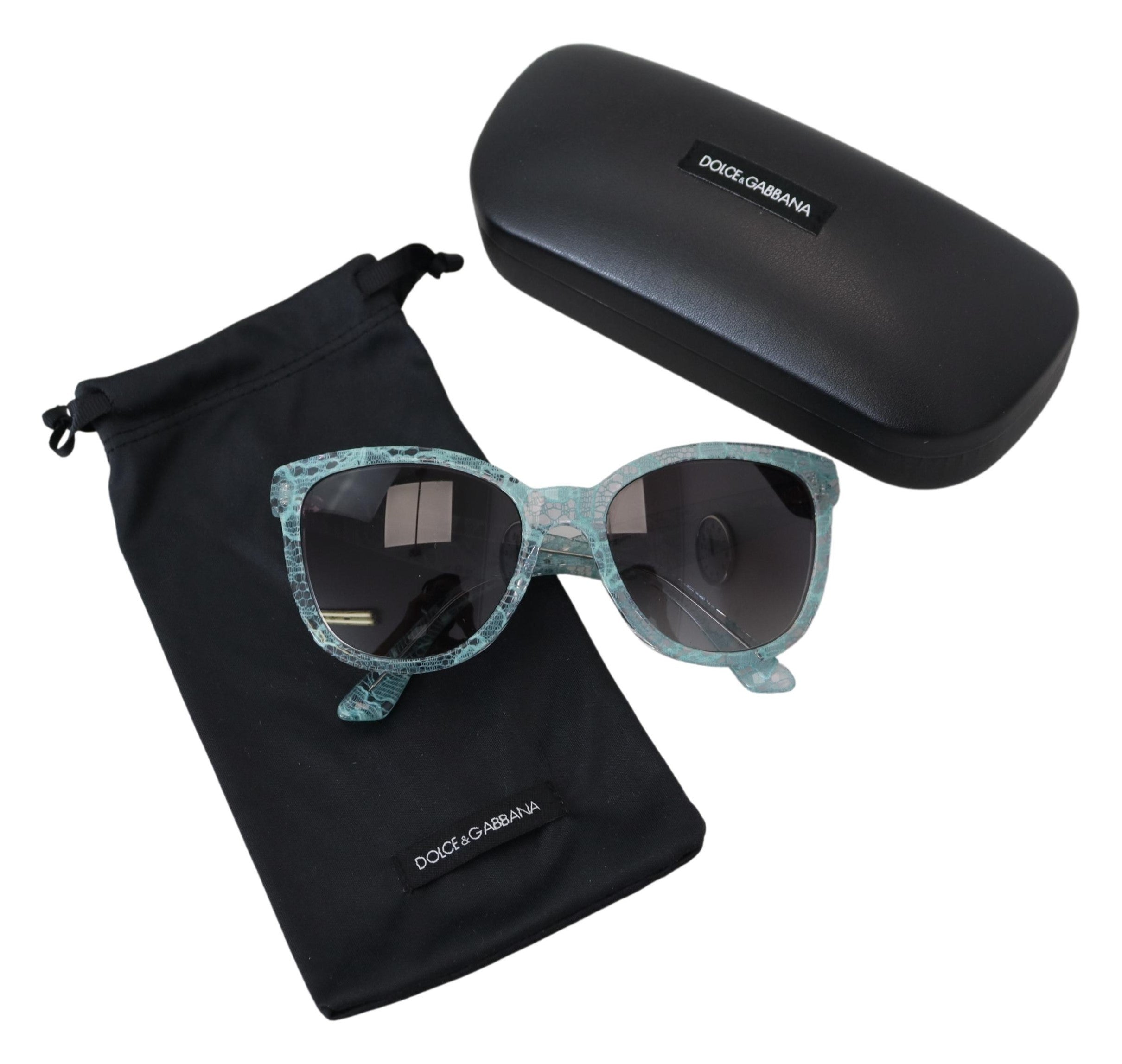 Dolce & Gabbana Blue DG4190 Lace Crystal Acetate Butterfly Sunglasses Dolce & Gabbana