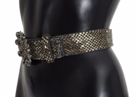 Dolce & Gabbana Multicolor Wide Crystal Buckle Sequined Belt Dolce & Gabbana