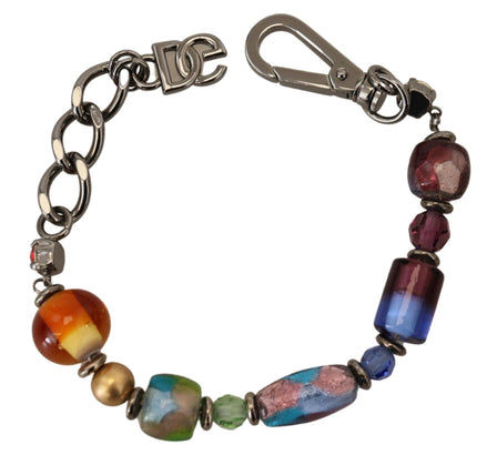 Dolce & Gabbana multicolor Silver Chain Brass Beaded Lobster Clasp Bracelet Dolce & Gabbana