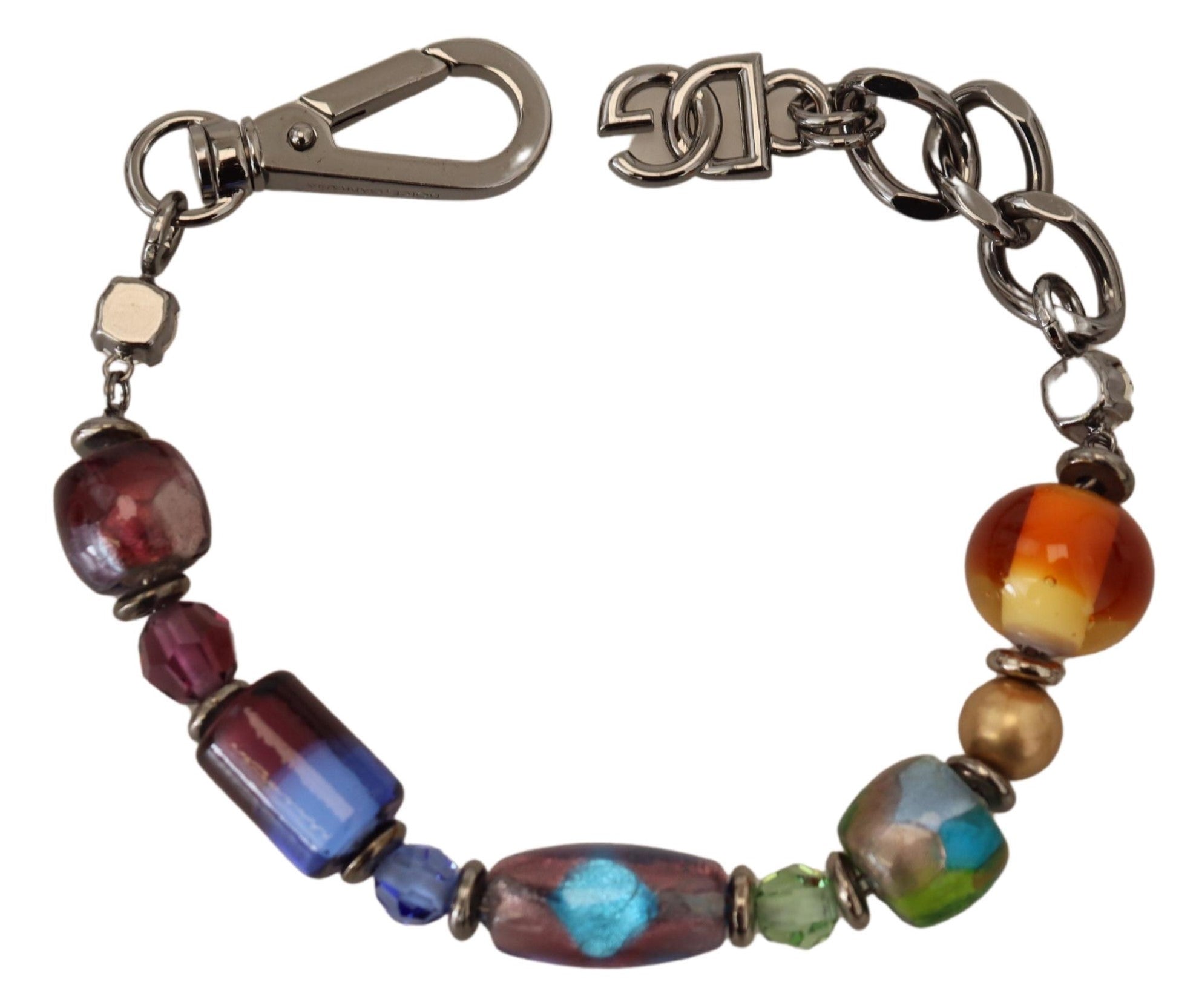 Dolce & Gabbana multicolor Silver Chain Brass Beaded Lobster Clasp Bracelet Dolce & Gabbana