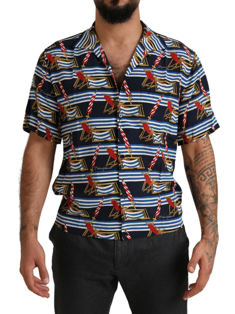 Dolce & Gabbana Multicolor Beach Chair Short Sleeves Shirt Dolce & Gabbana