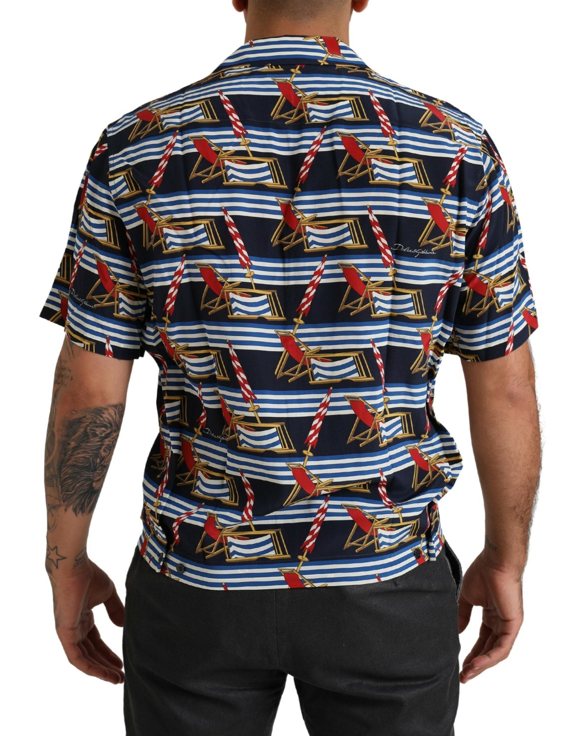 Dolce & Gabbana Multicolor Beach Chair Short Sleeves Shirt Dolce & Gabbana