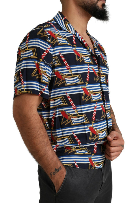 Dolce & Gabbana Multicolor Beach Chair Short Sleeves Shirt Dolce & Gabbana