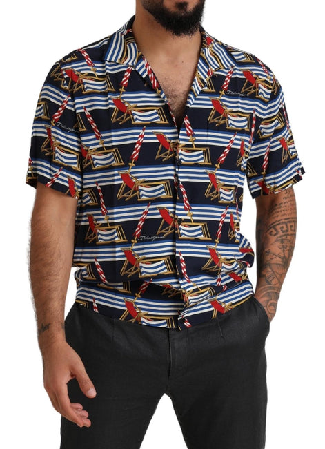Dolce & Gabbana Multicolor Beach Chair Short Sleeves Shirt Dolce & Gabbana