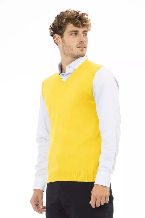 Alpha Studio Yellow Viscose Men Jacket Alpha Studio