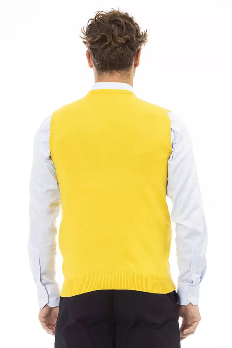Alpha Studio Yellow Viscose Men Jacket Alpha Studio